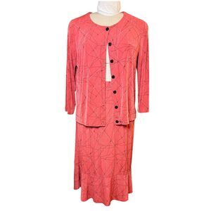 Ruby Rd. Three Piece Set Skirt Shell Cardigan Medium Top Large Skirt Comfort Tra